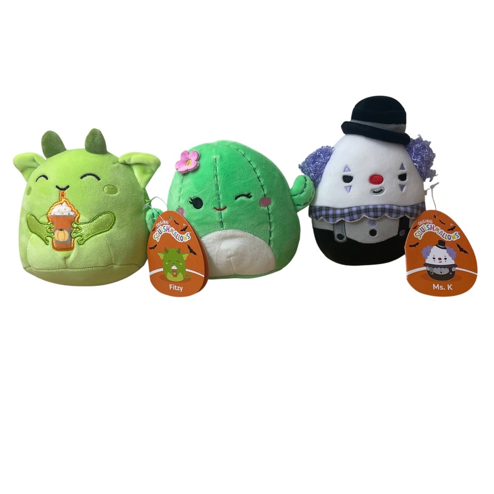 Lot of 3 Squishmallows Ms. K, Fitzy and Maritza the Cactus.‎ Two are NWT